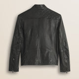 Giacca Biker in Pelle d'Agnello Cerata a Mano retro - Chocolate