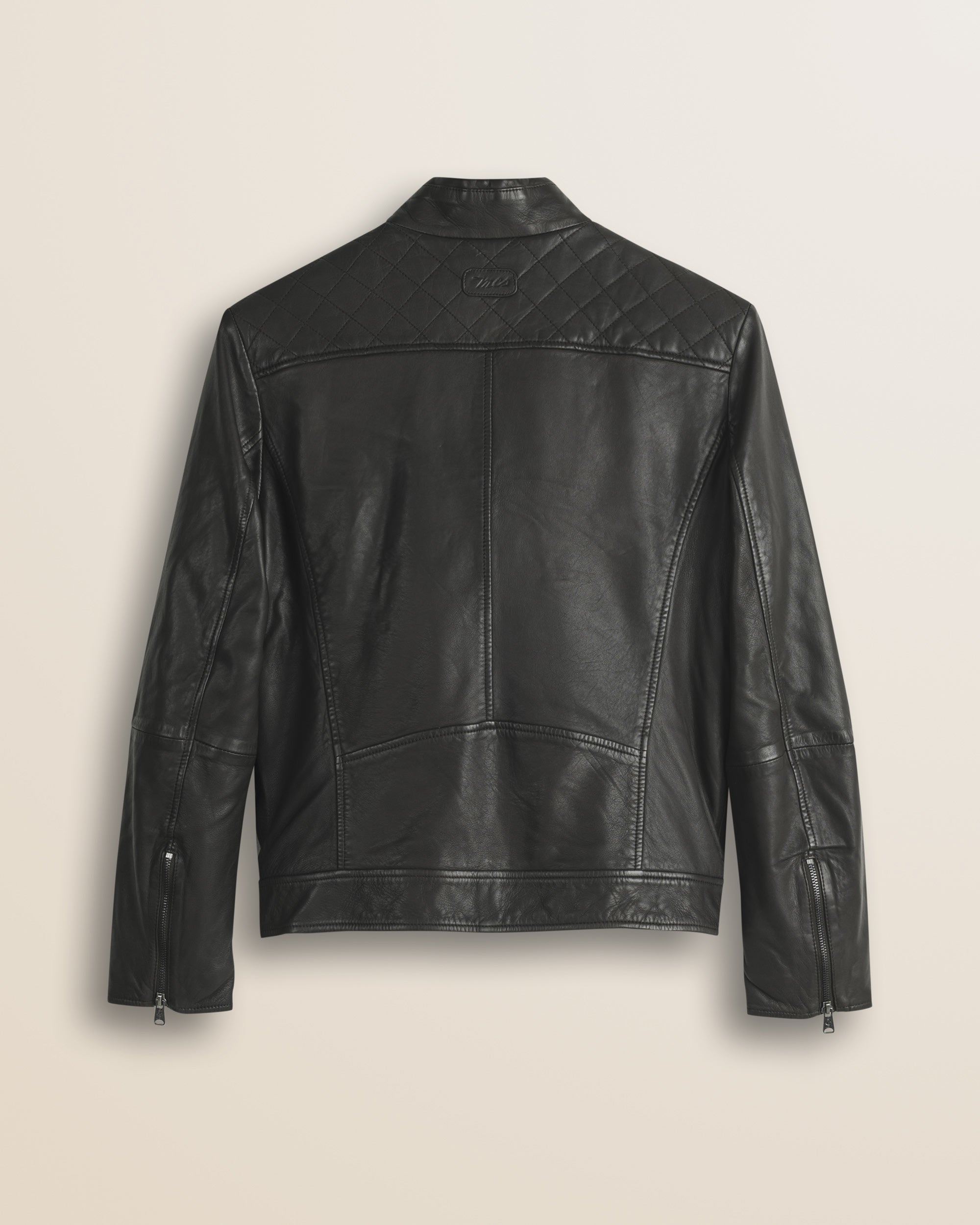 Giacca Biker in Pelle d'Agnello Cerata a Mano retro - Chocolate