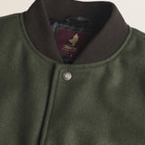 Bomber in Misto Lana con Maniche in Pelle dettaglio colletto - Olive Night
