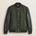 Bomber in Misto Lana con Maniche in Pelle fronte - Olive Night