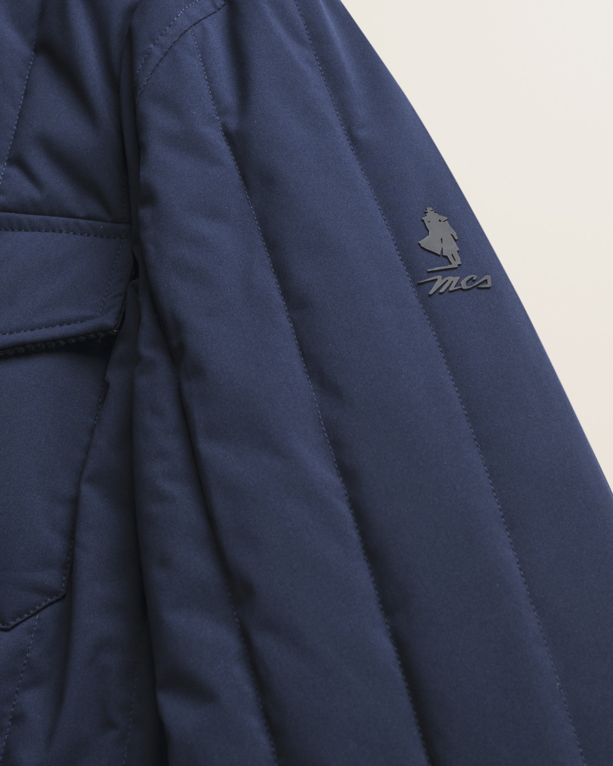 Giacca Trapuntata con Collo in Velluto a Coste dettaglio logo - Navy Blue