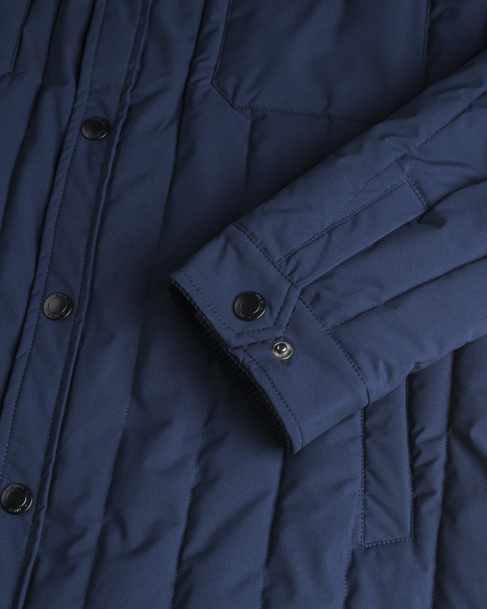 Giacca Trapuntata con Collo in Velluto a Coste dettaglio manica - Navy Blue