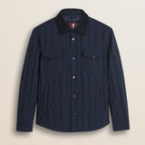 Giacca Trapuntata con Collo in Velluto a Coste fronte - Navy Blue