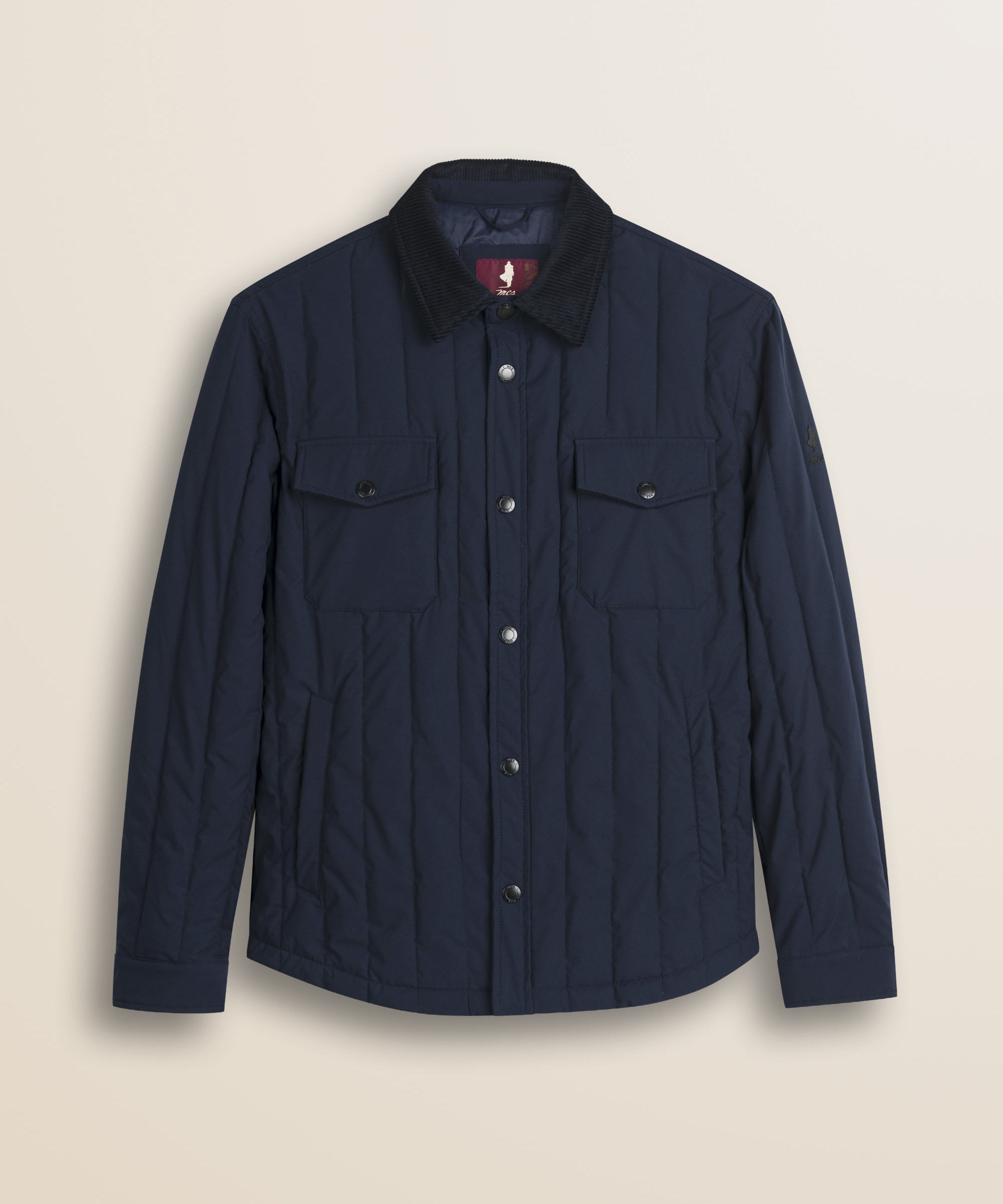 Giacca Trapuntata con Collo in Velluto a Coste fronte - Navy Blue