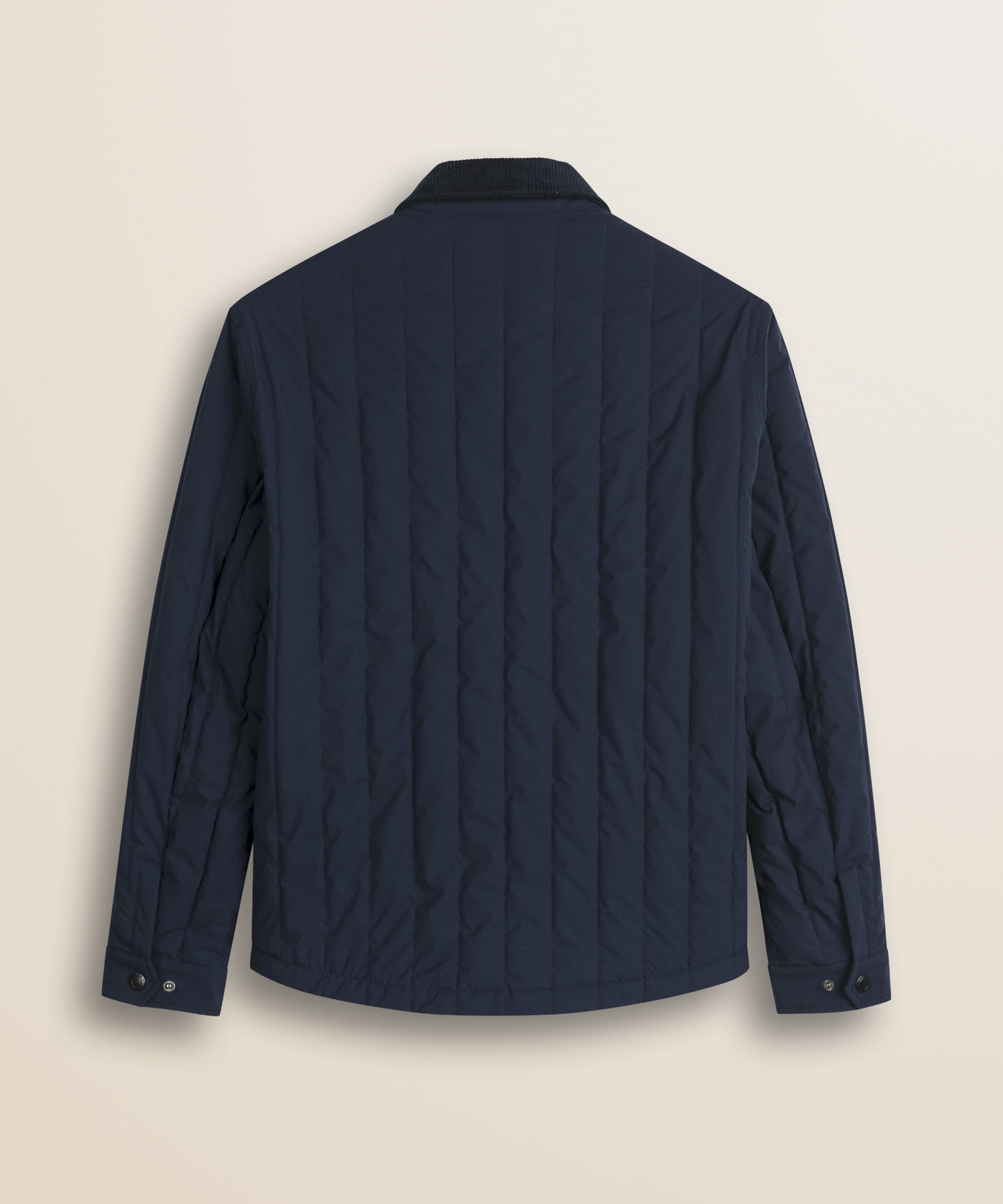 Giacca Trapuntata con Collo in Velluto a Coste retro - Navy Blue