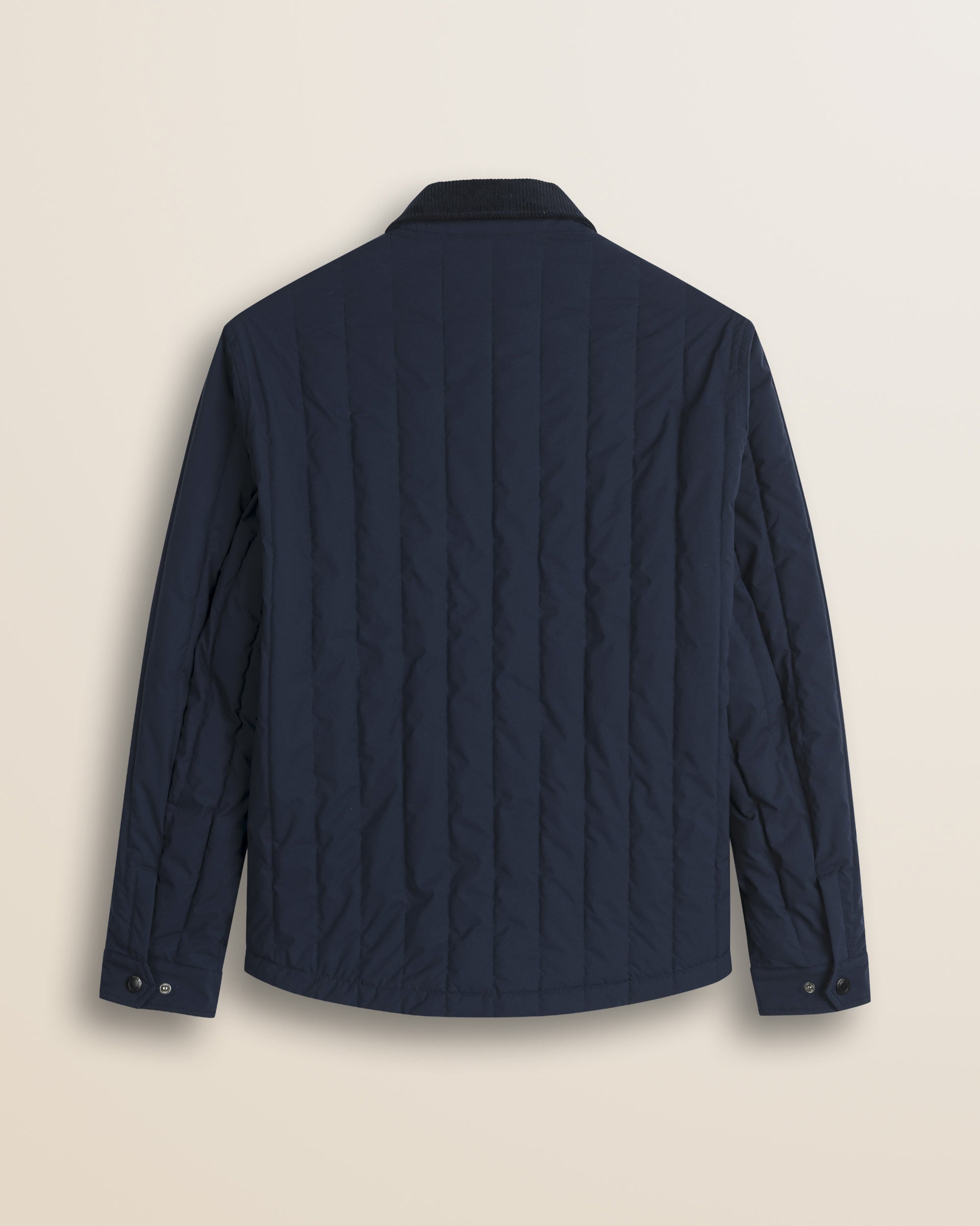 Giacca Trapuntata con Collo in Velluto a Coste retro - Navy Blue