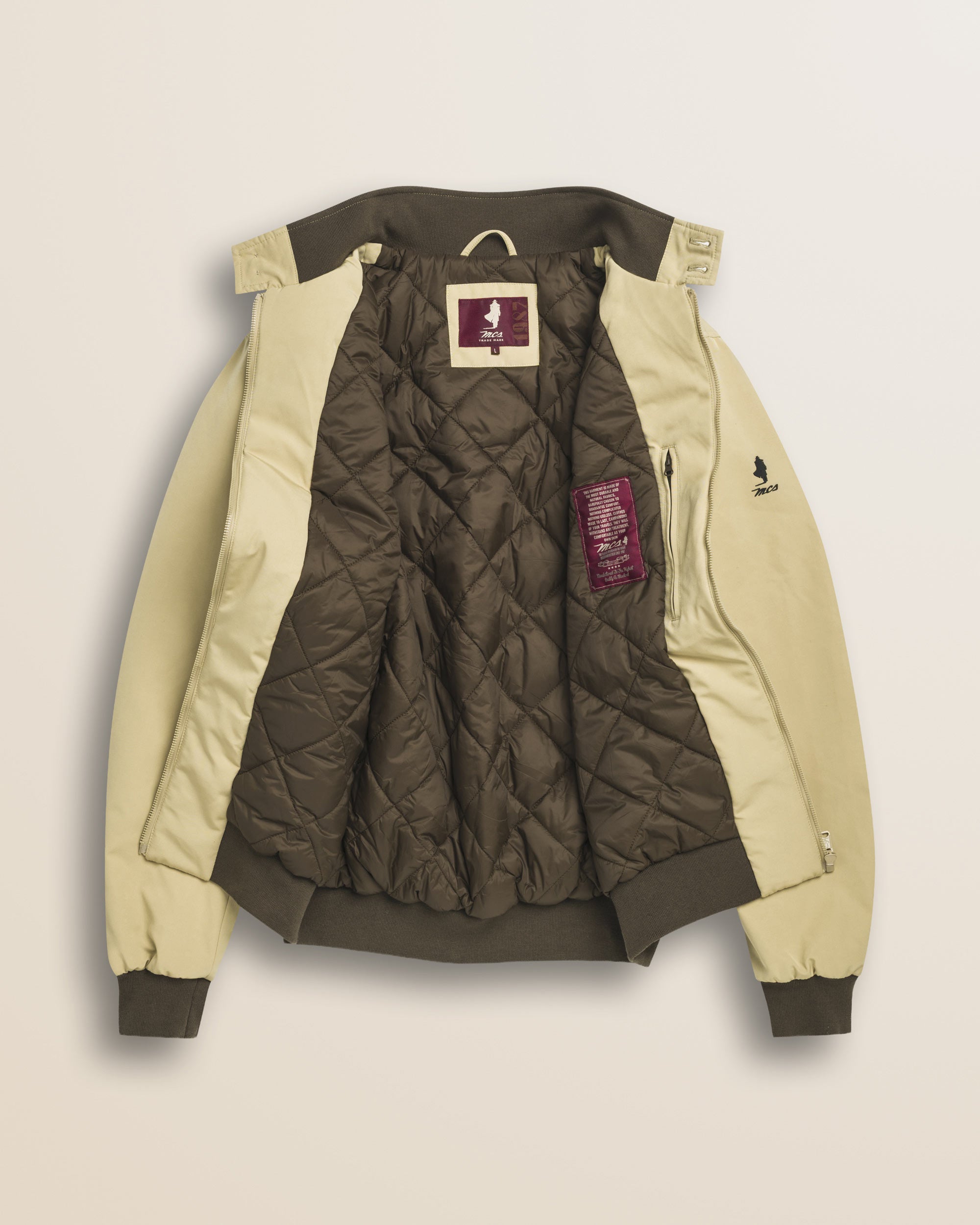 Giacca Harrington in Softshell Imbottita dettaglio interno - Taupe