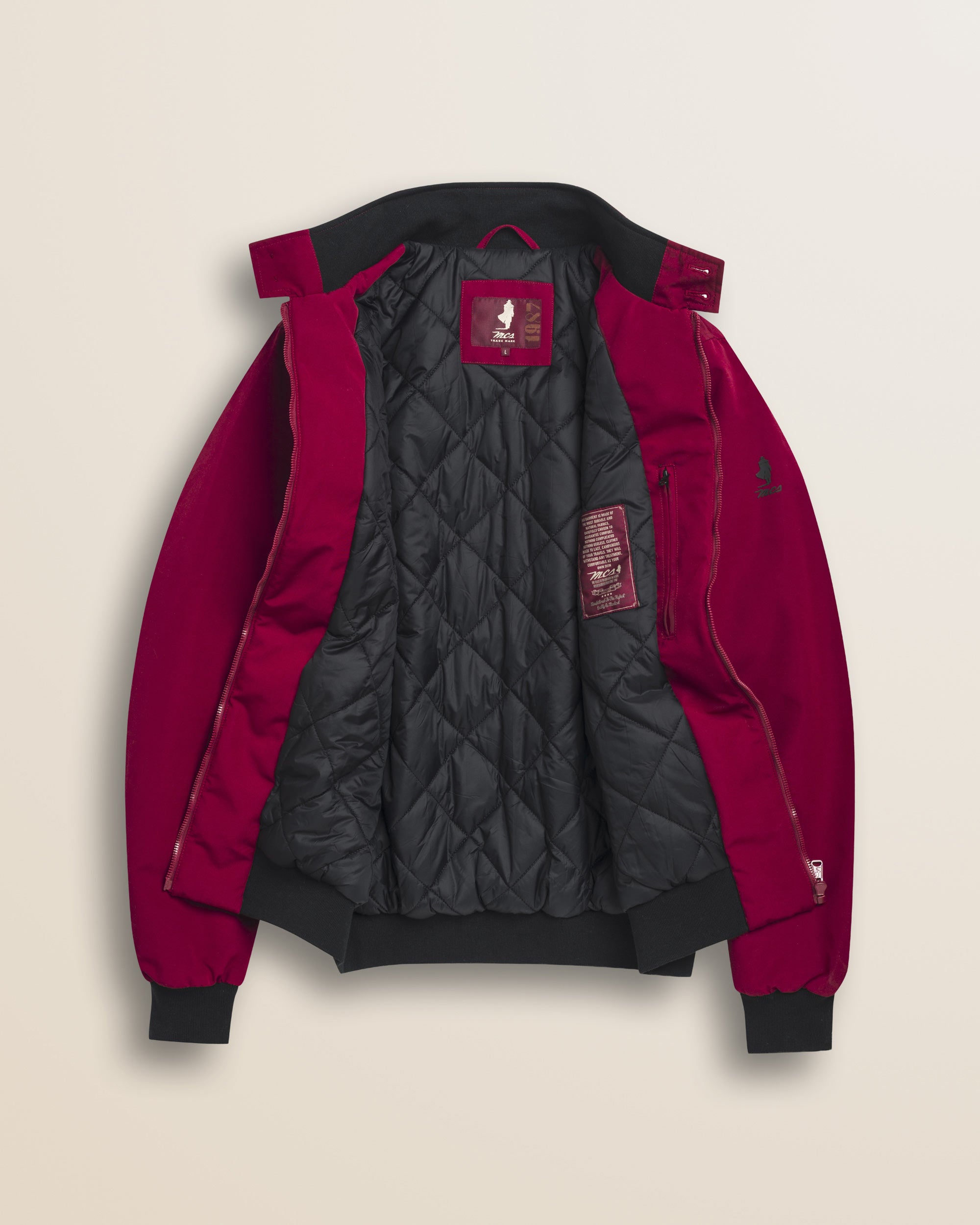 Giacca Harrington in Softshell Imbottita dettaglio interno - Merlot