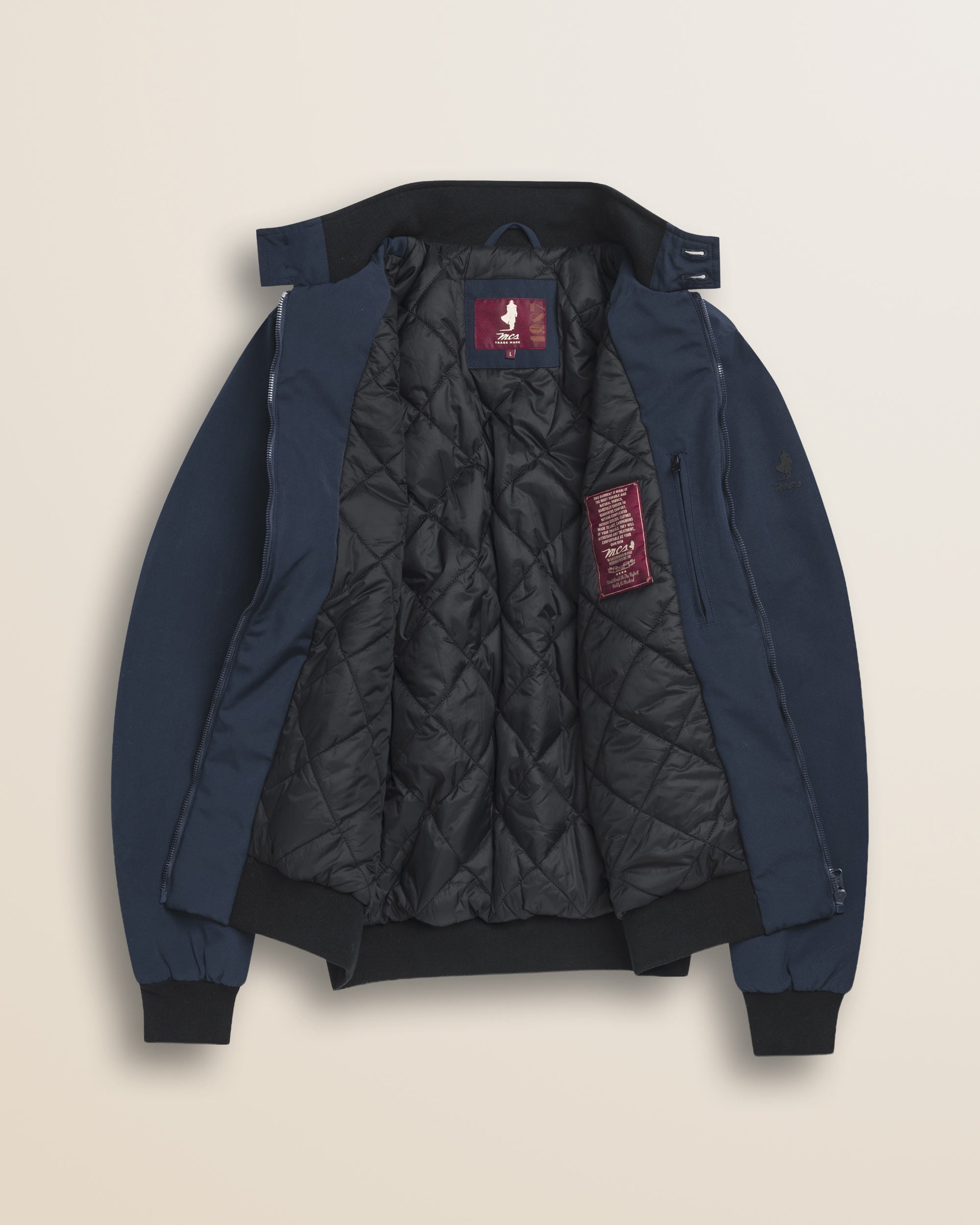 Giacca Harrington in Softshell Imbottita dettaglio interno - Navy Blue