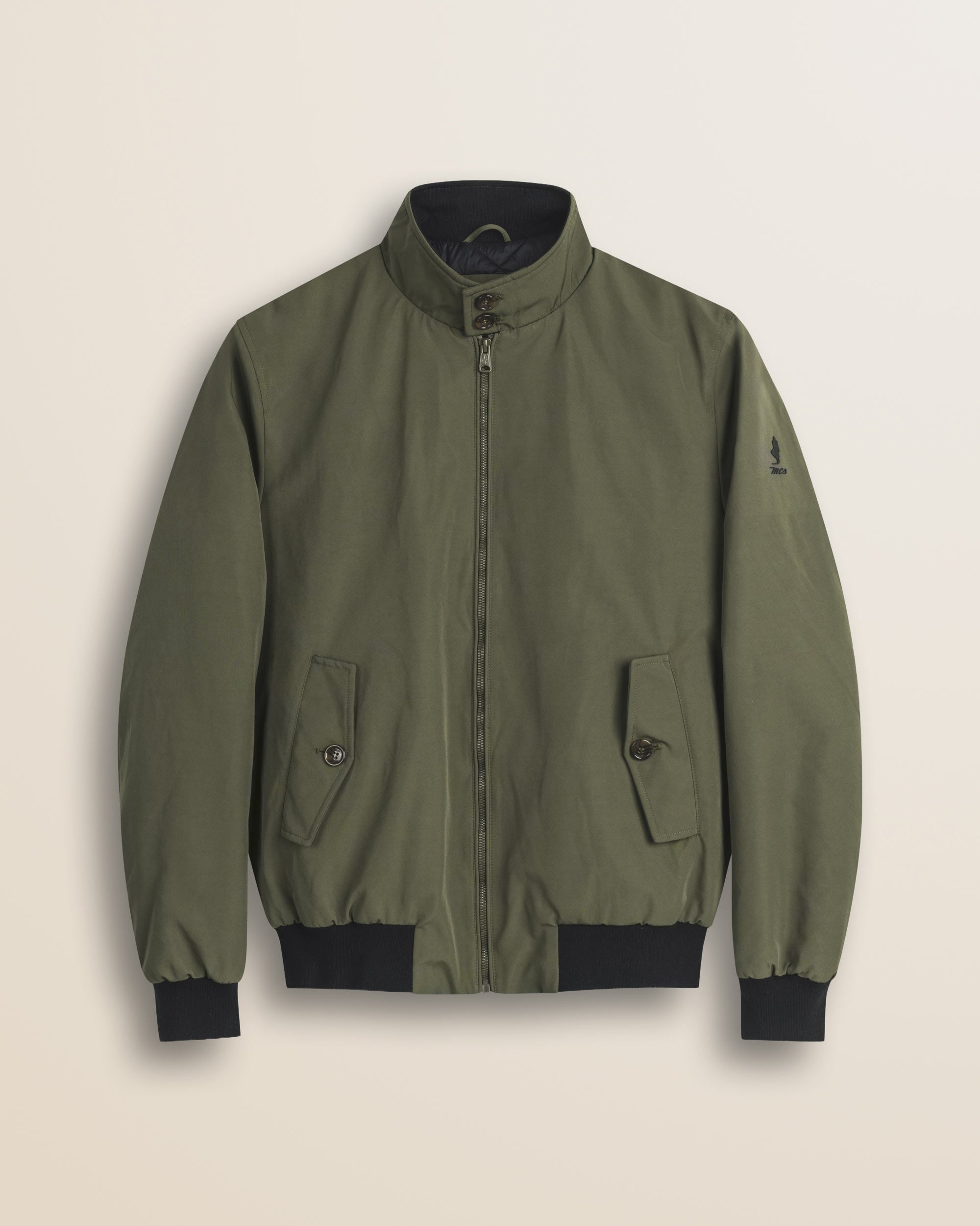 Giacca Harrington in Softshell Imbottita fronte - Olive Night