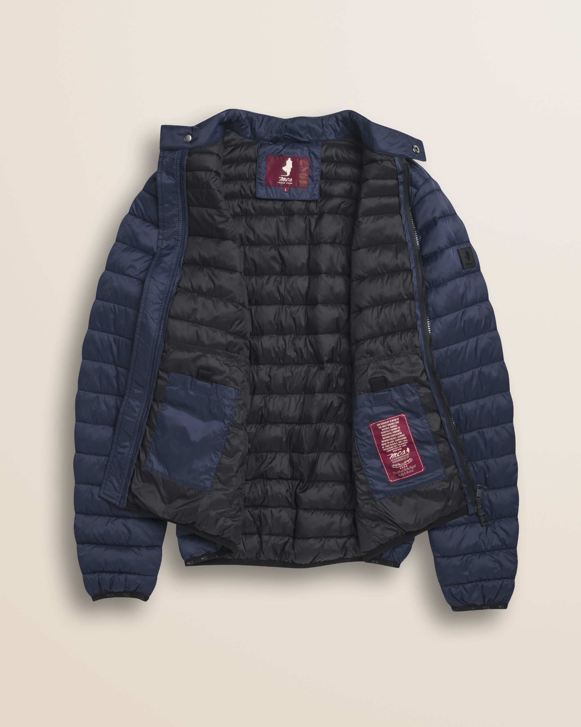 Piumino Leggero Imbottito Trapuntato dettaglio interno - Navy Blue