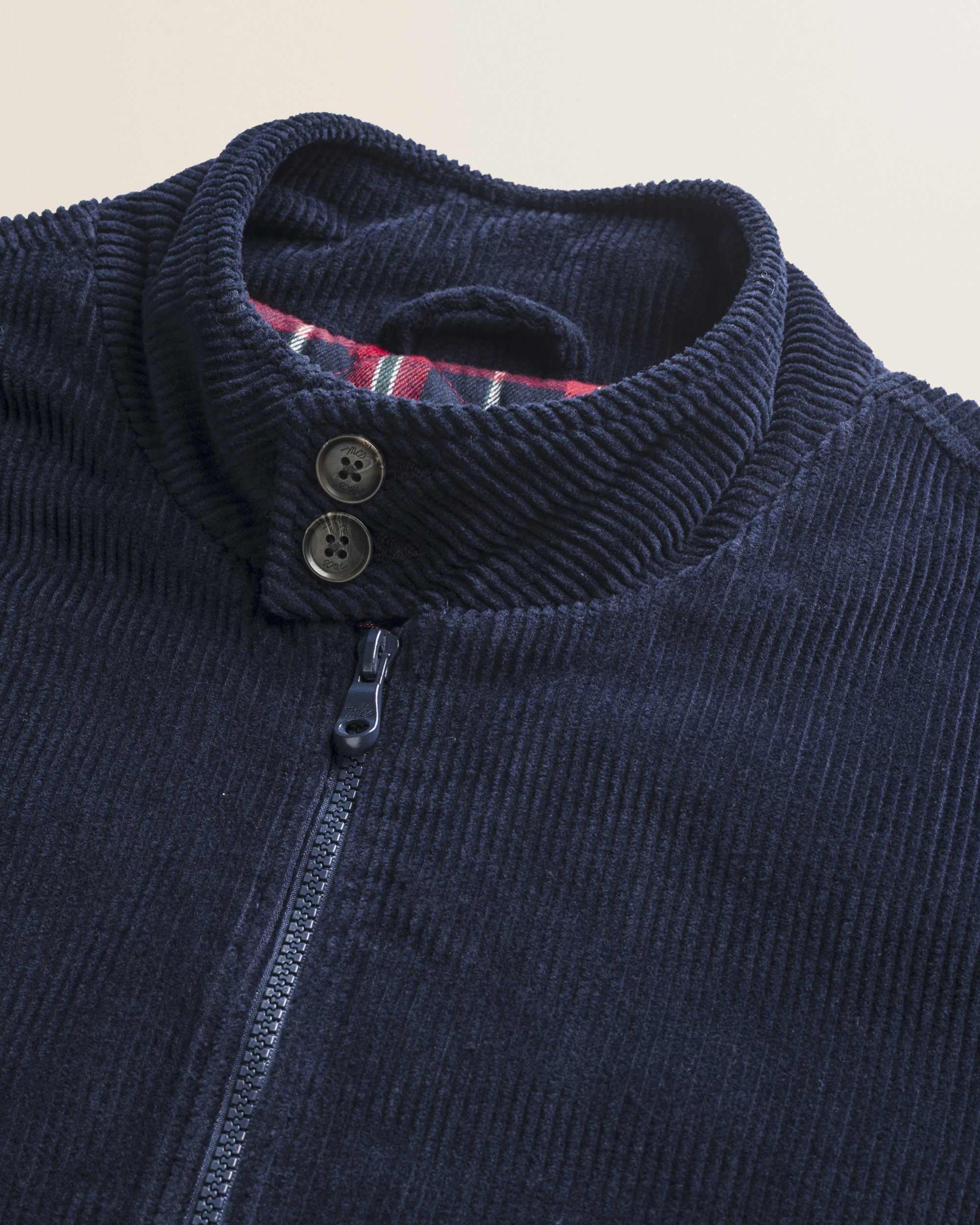 Giacca Harrington in Velluto a Coste Imbottita dettaglio colletto - Navy Blue
