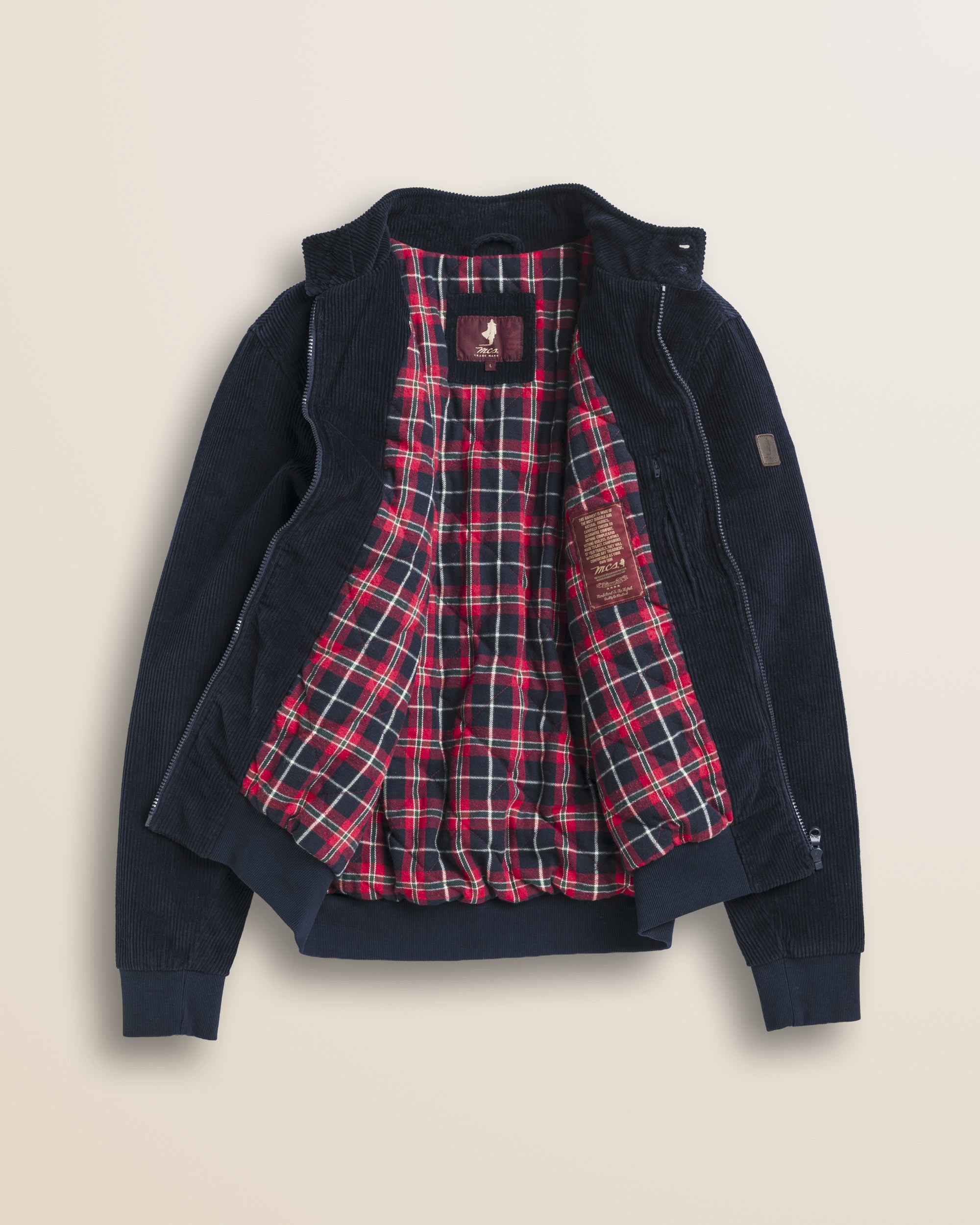 Giacca Harrington in Velluto a Coste Imbottita dettaglio interno - Navy Blue