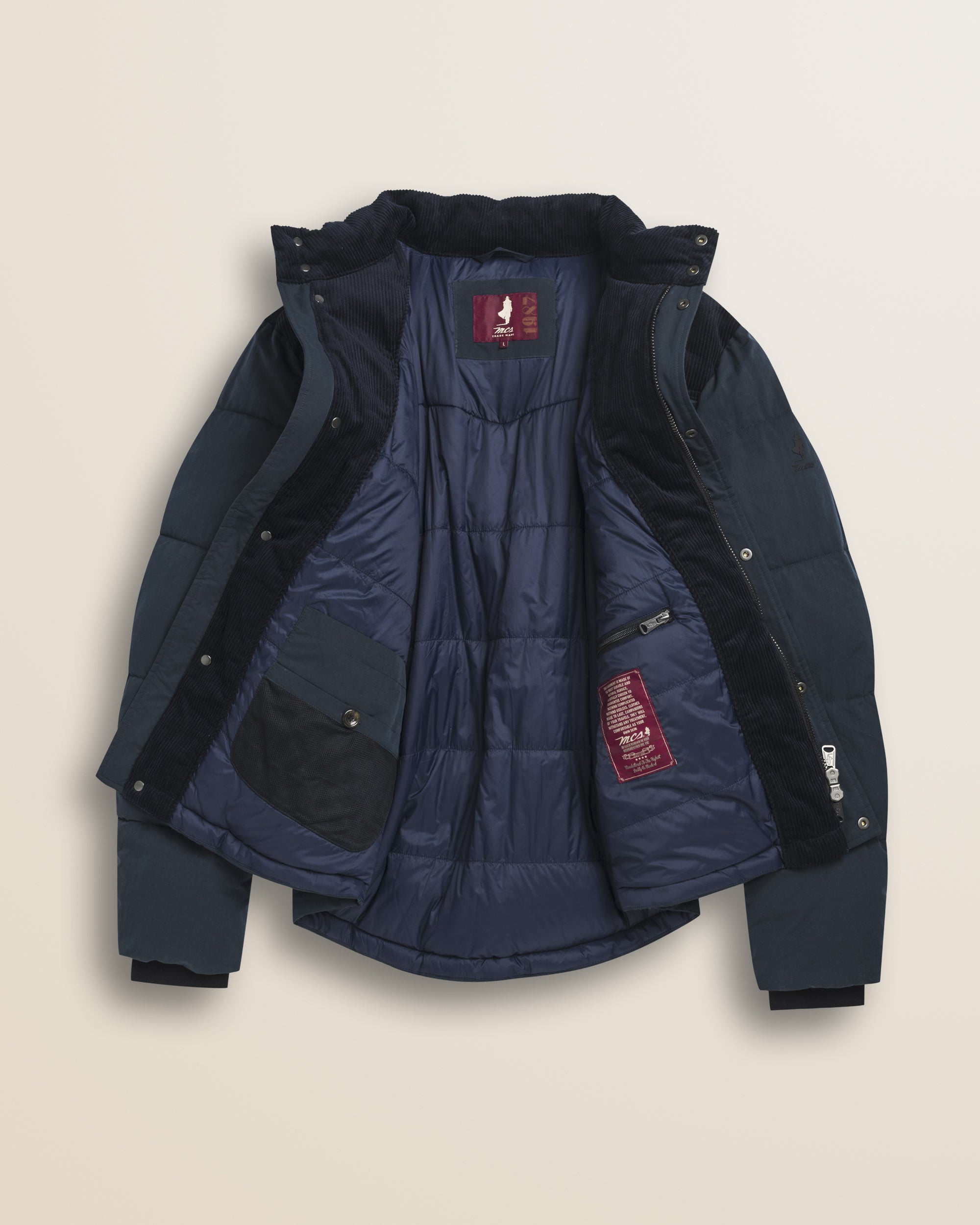 Giacca in Ripstop Imbottita Trapuntata dettaglio interno - Navy Blue