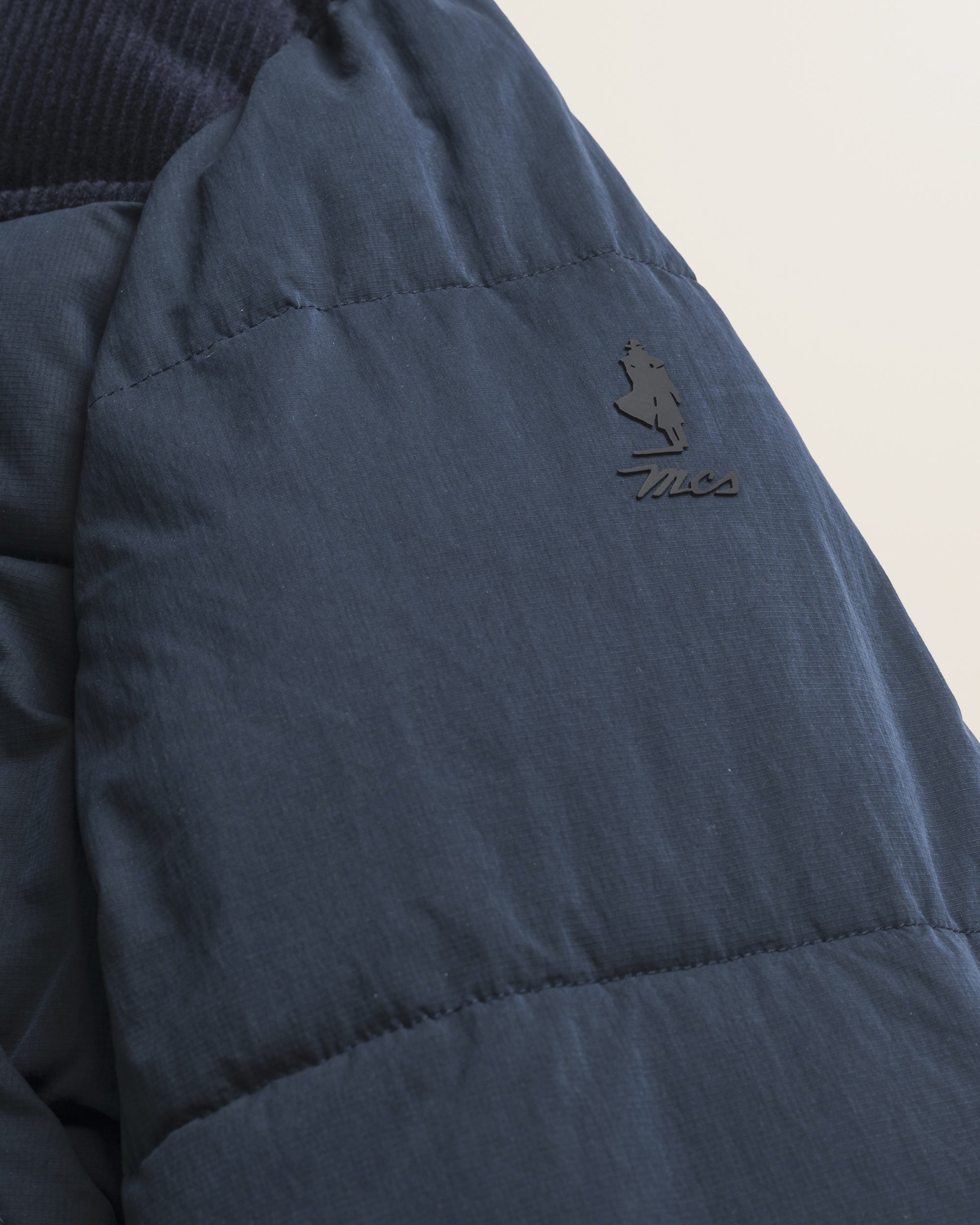 Giacca in Ripstop Imbottita Trapuntata dettaglio logo - Navy Blue