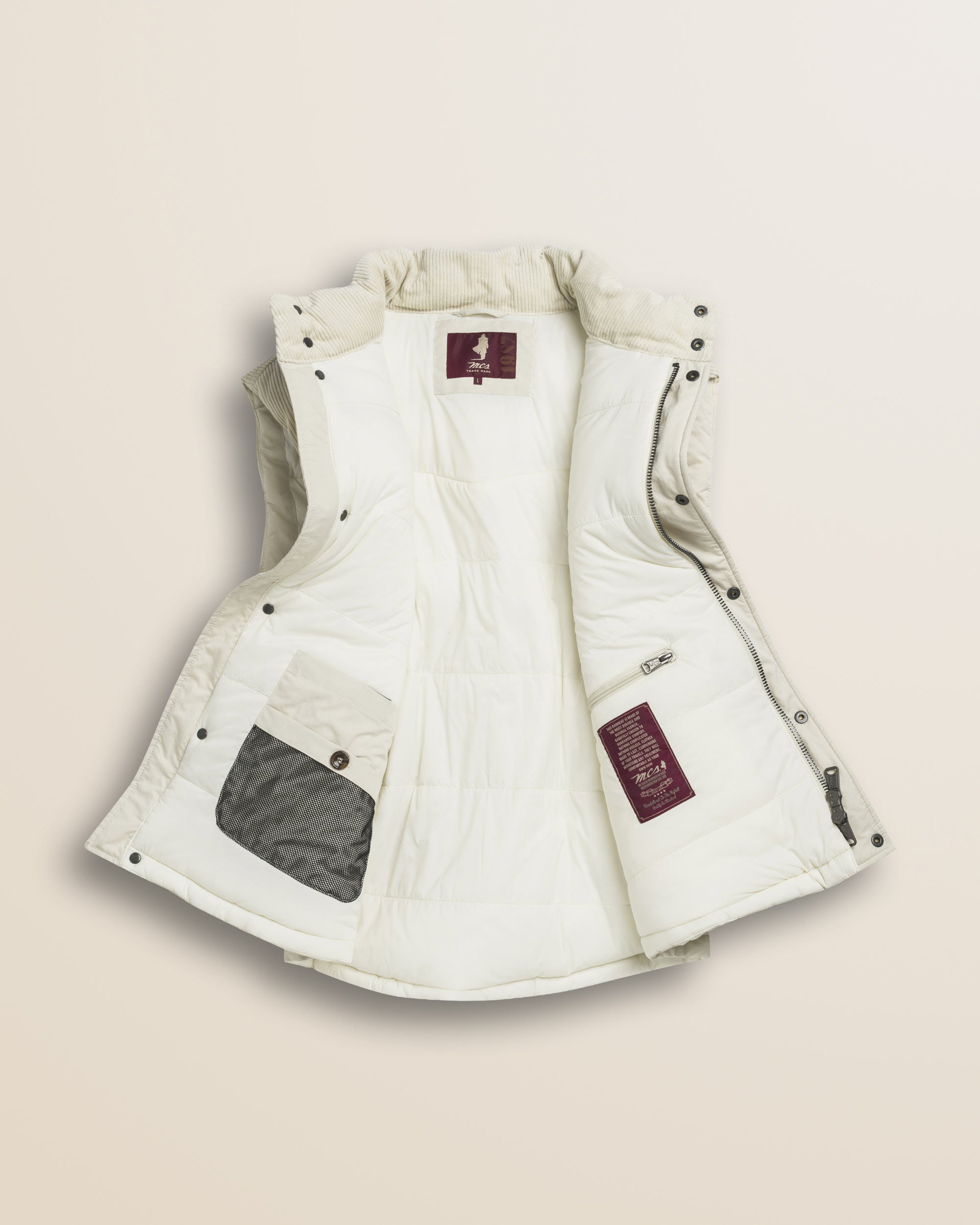 Gilet in Ripstop Imbottito Trapuntato dettaglio interno - Gardenia