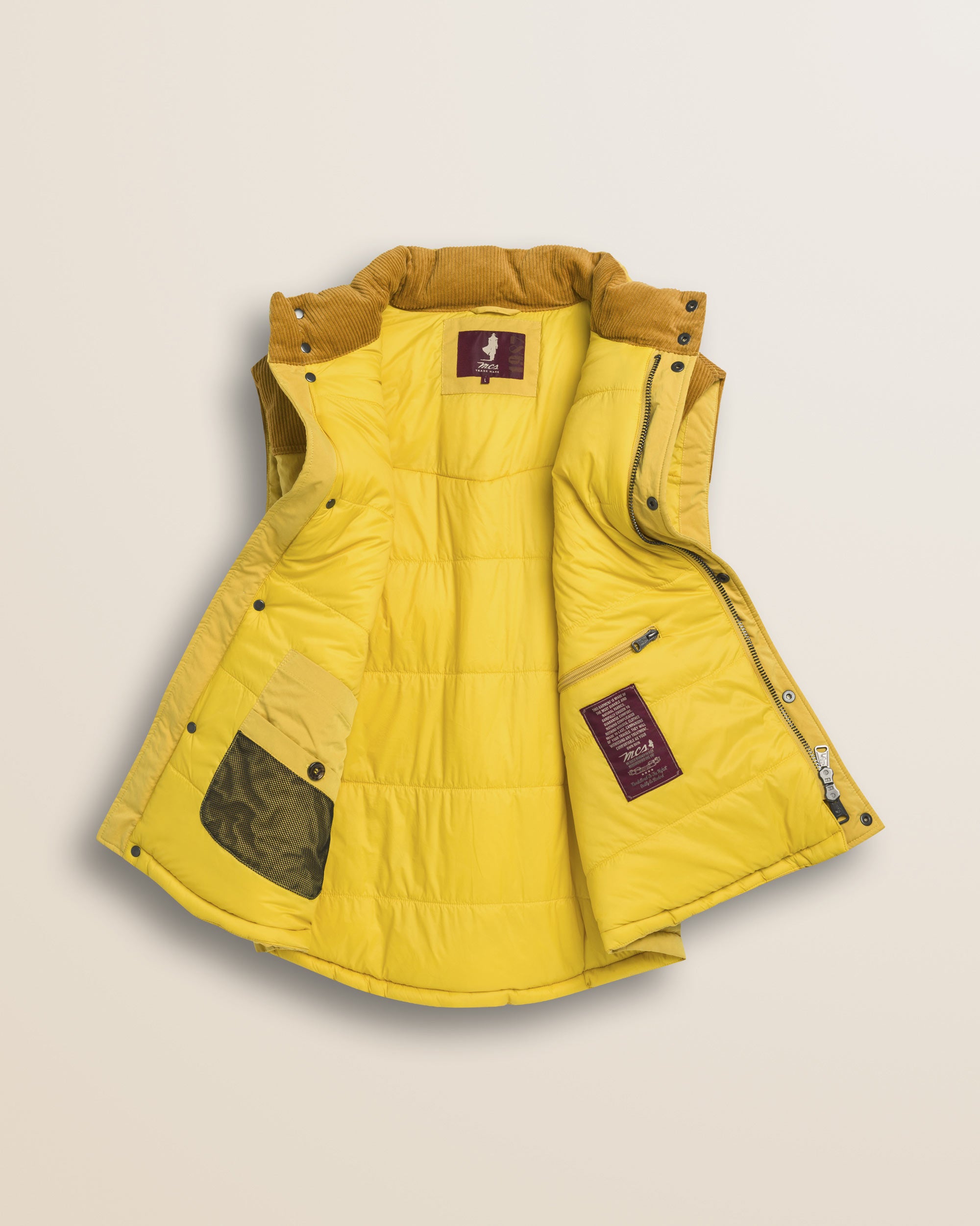 Gilet in Ripstop Imbottito Trapuntato dettaglio interno - Yellow