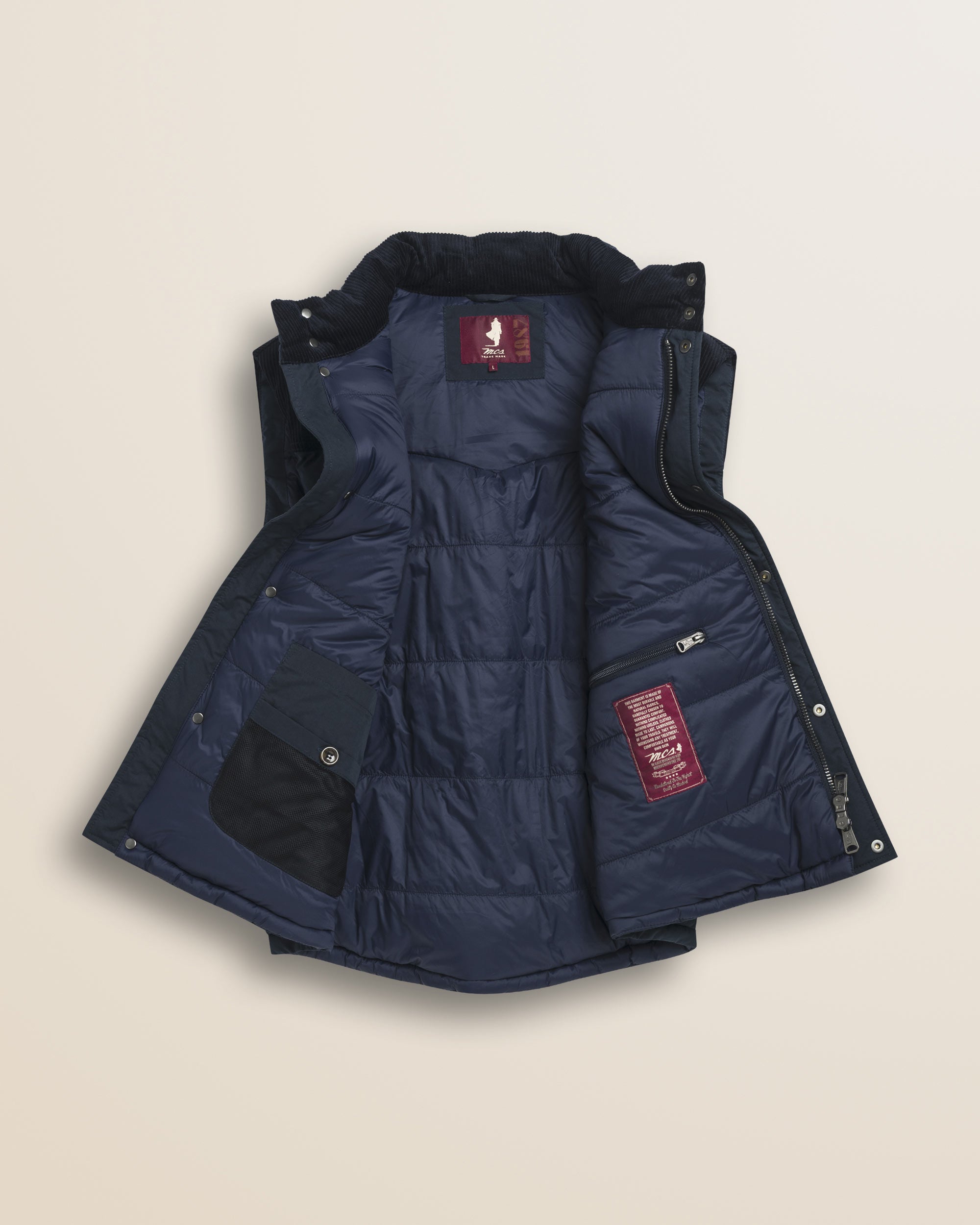 Gilet in Ripstop Imbottito Trapuntato dettaglio interno - Navy Blue