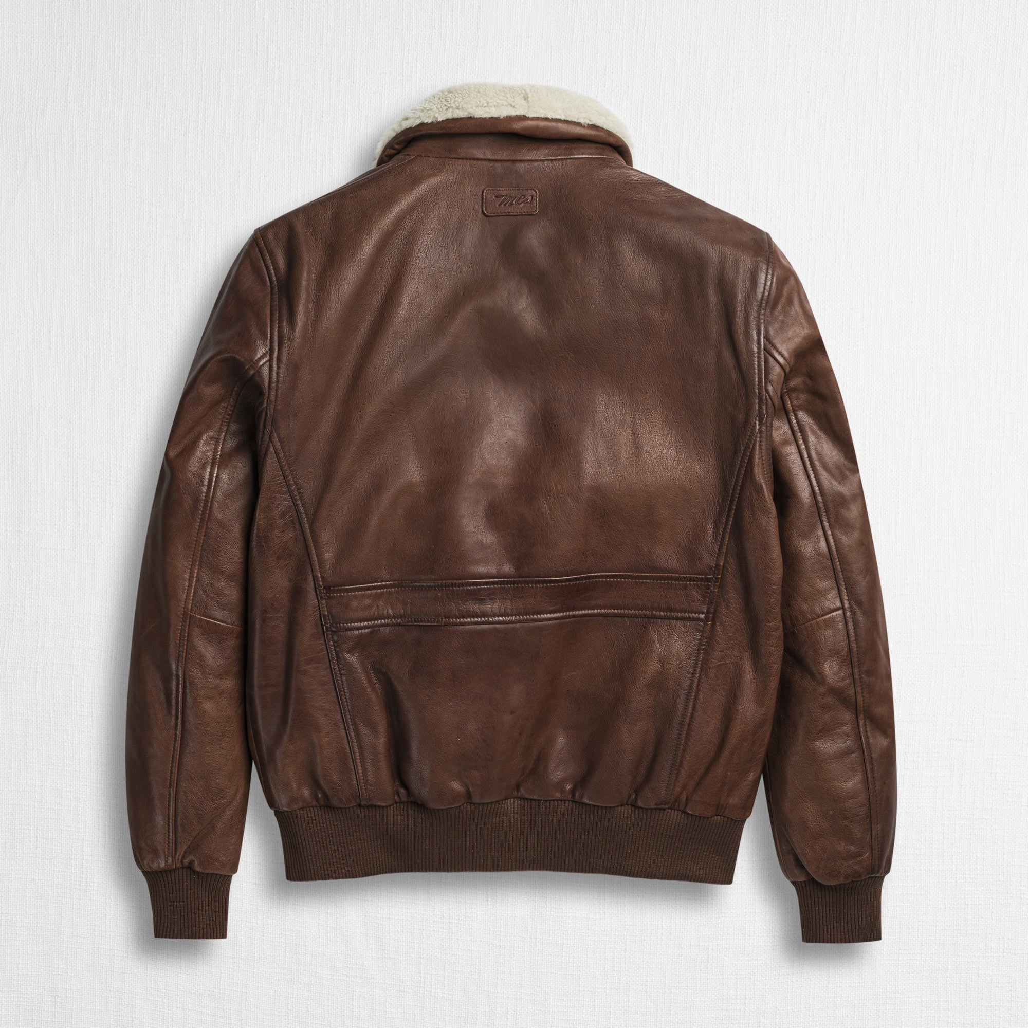 Giacca in pelle bomber da aviatore marrone Giacca in pelle bomber da aviatore marrone