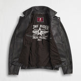 100% Leather Biker Jacket - Chocolate