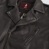 100% Leather Biker Jacket - Chocolate