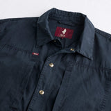 Relaxed Fit Cotton Shirt Jacket - Navy Blue