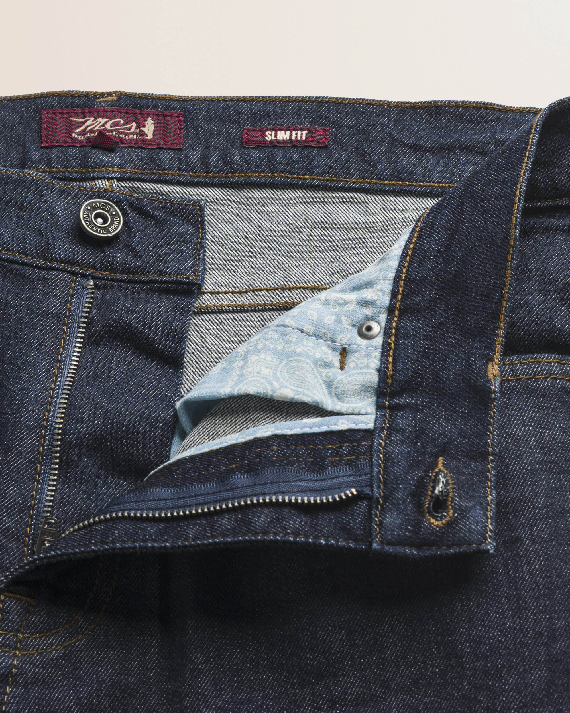 Jeans 5 Tasche Stretch Slim Fit dettaglio apertura - Rinse