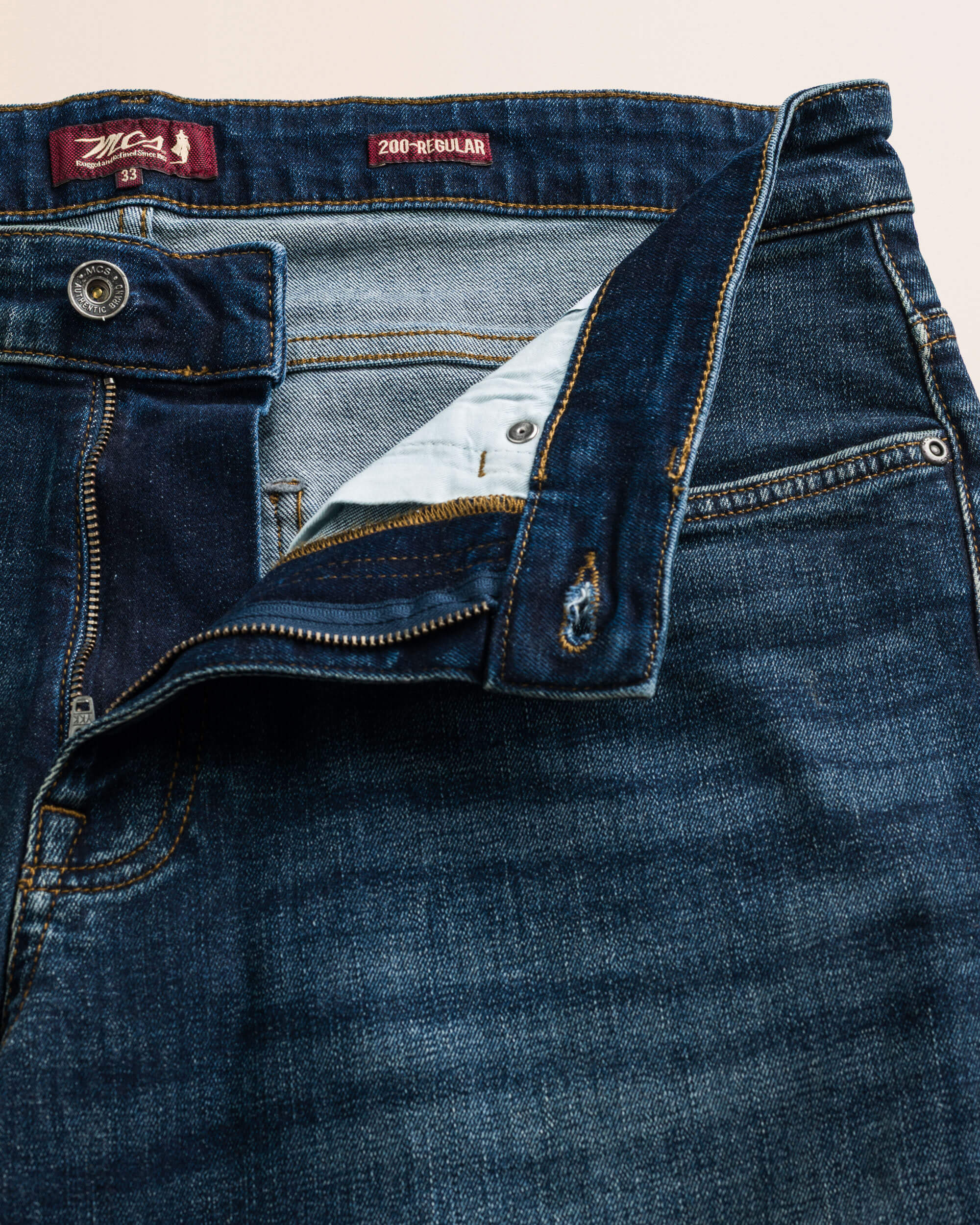 Jeans 5 Tasche Regular Fit Due Lavaggi dettaglio apertura - Dark Blue