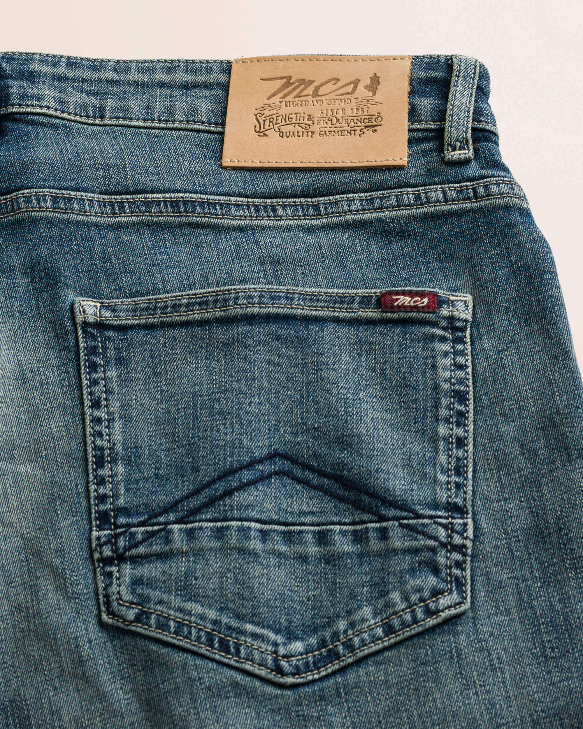Jeans 5 Tasche con Tintura Beige Regular Fit dettaglio retro - Destressede Blue