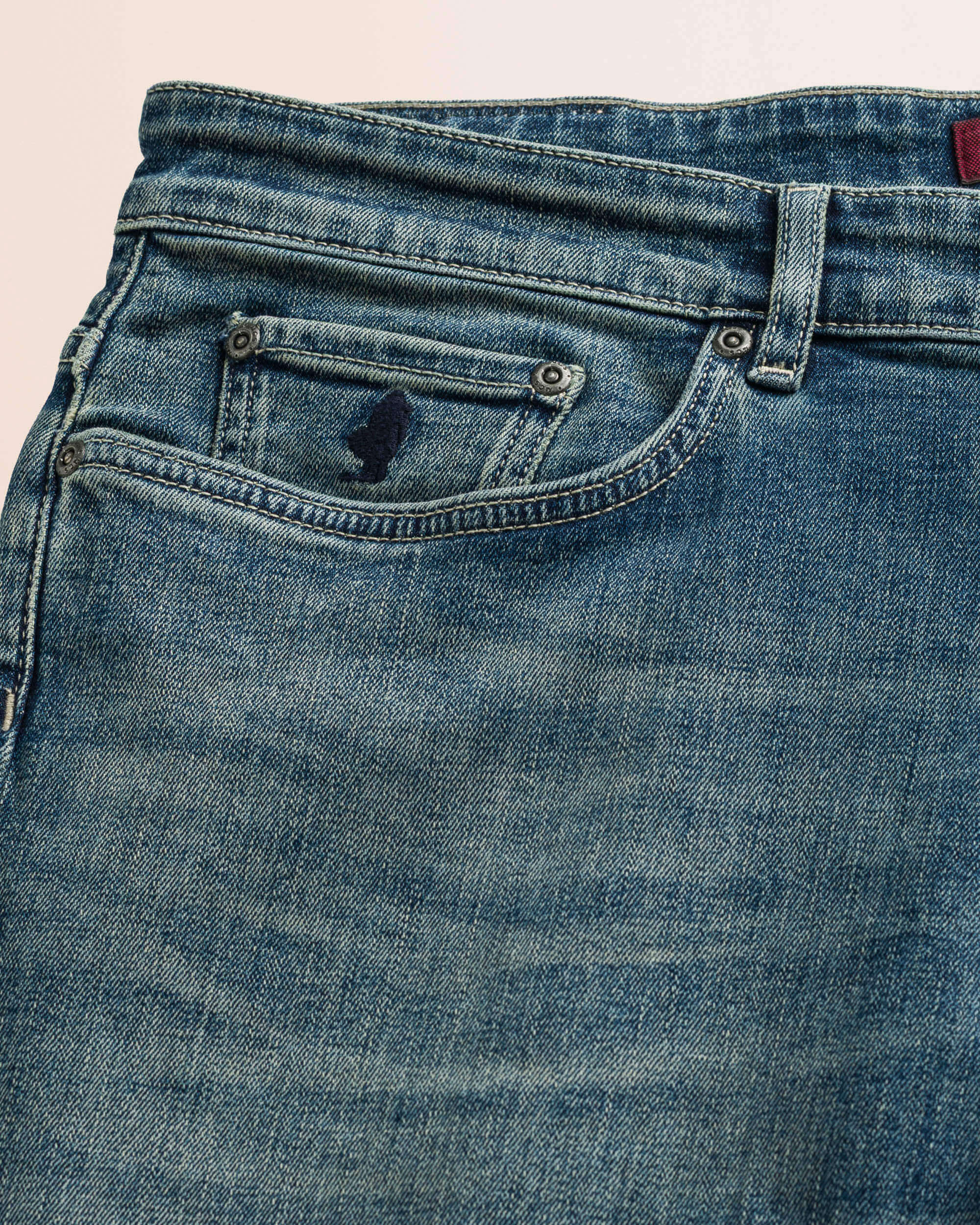 Jeans 5 Tasche con Tintura Beige Regular Fit dettaglio tasca - Destressede Blue