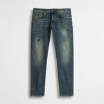 Jeans Slim Fit Scuro Strappato - Overdyed Mid-Blue