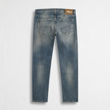 Jeans Regular Fit Blu con Dettagli in Pelle