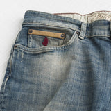Jeans Regular Fit Blu con Dettagli in Pelle