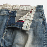Jeans Regular Fit Blu con Dettagli in Pelle