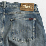 Jeans Regular Fit Blu con Dettagli in Pelle