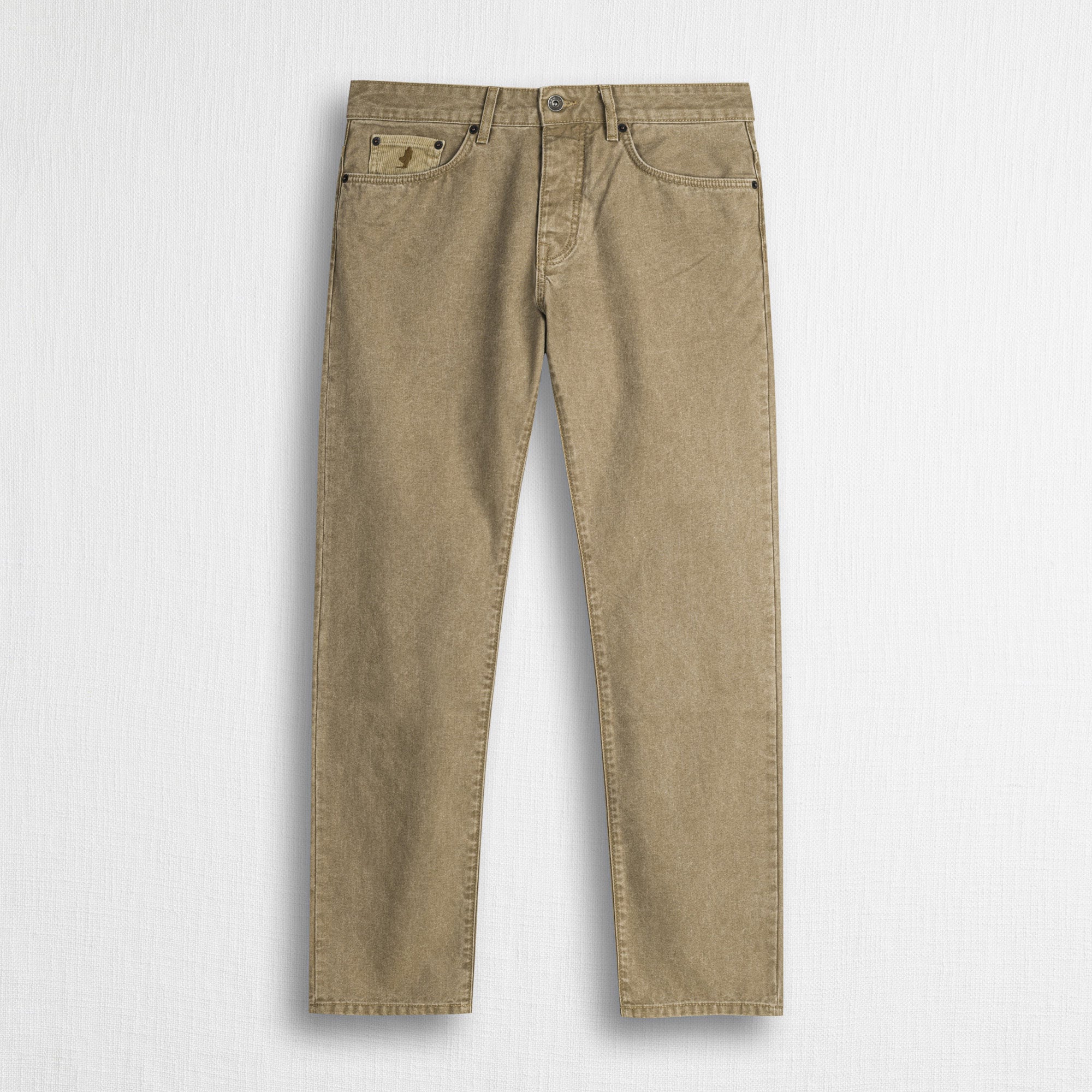 Pantalone 5 tasche in canvas delavè - Irish Cream