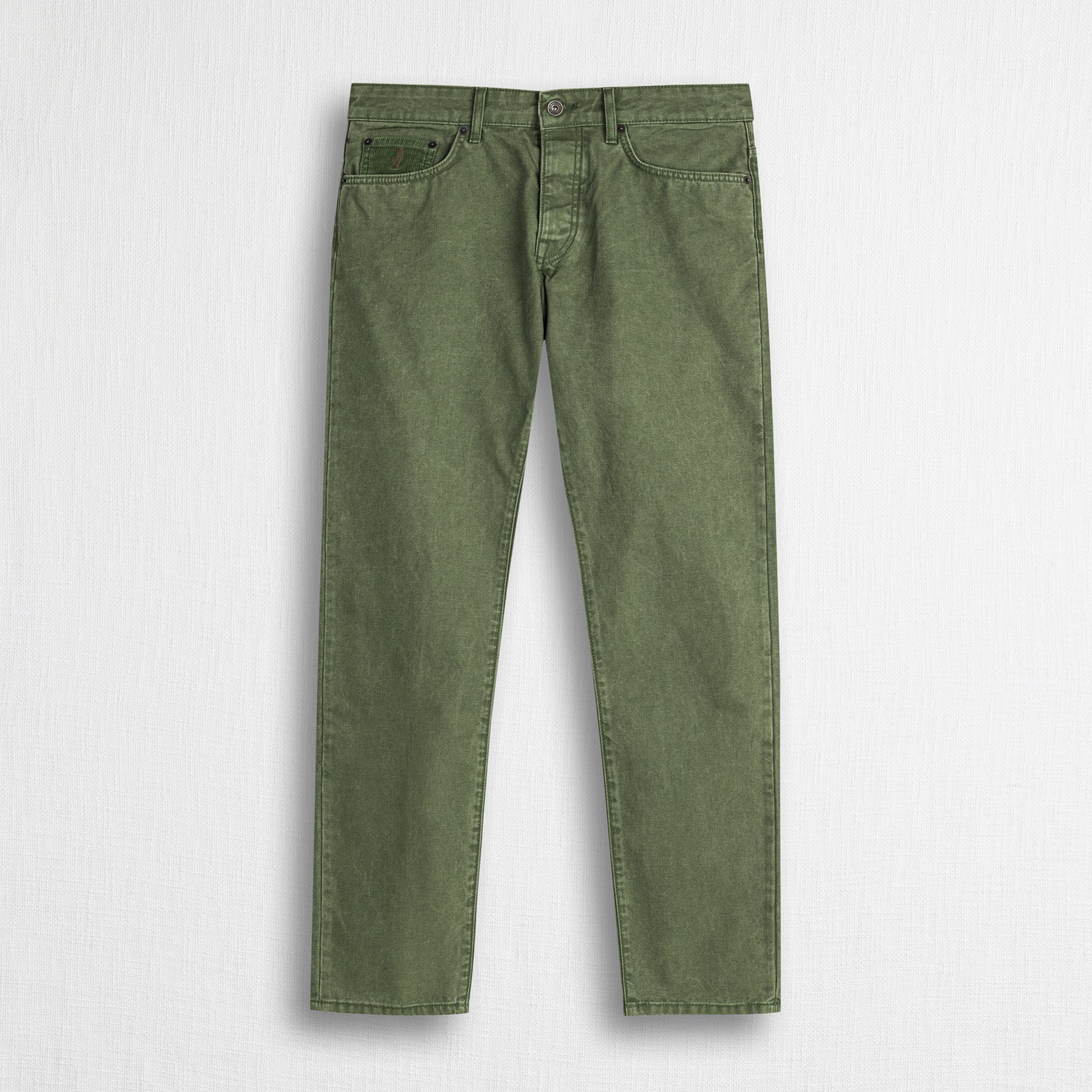 Pantalone 5 tasche in canvas delavè - Dark Olive