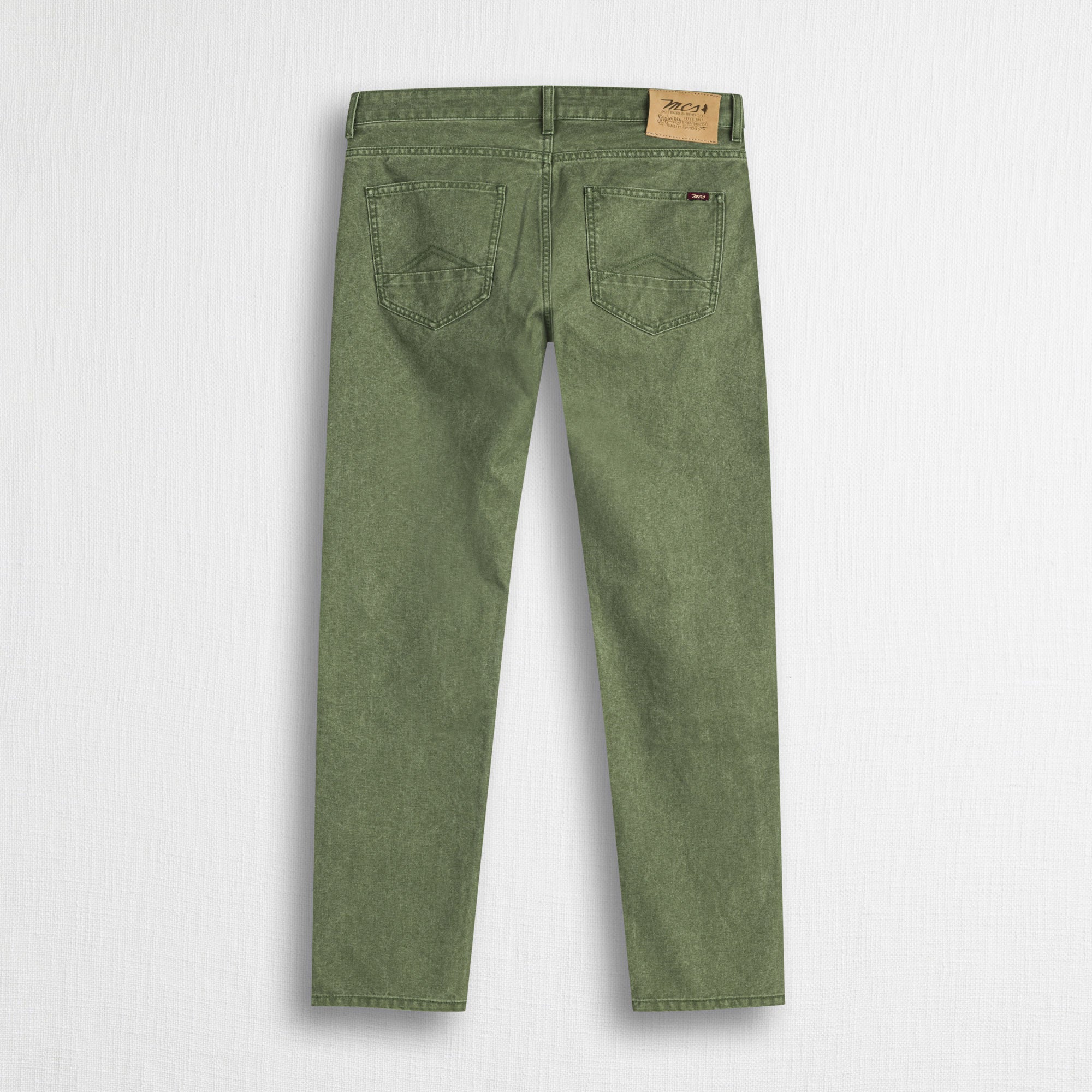 Pantalone 5 tasche in canvas delavè - Dark Olive