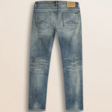 Jeans 5 Tasche Chiaro con Baffi Slim Fit retro - Crossed Blue