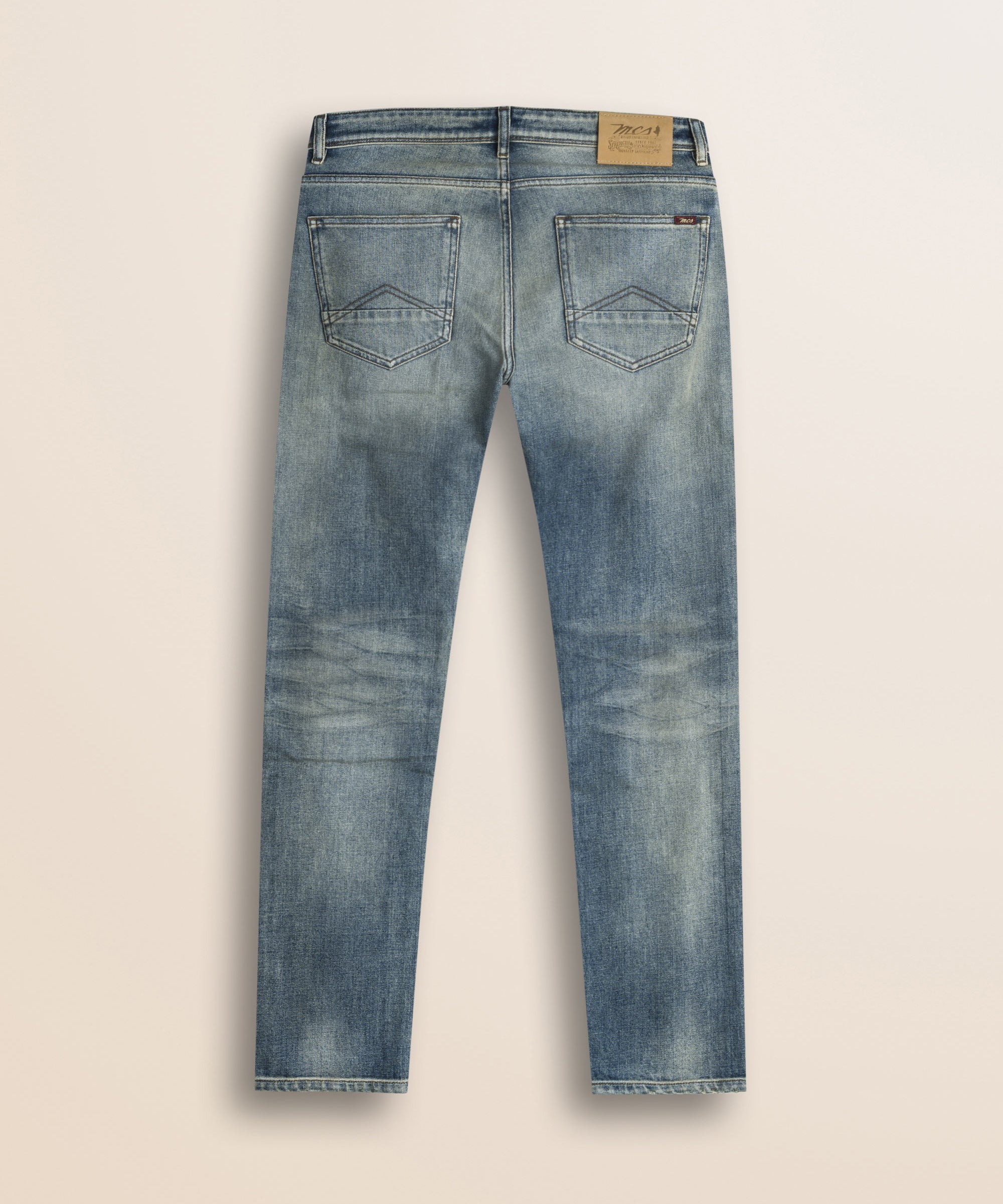Jeans 5 Tasche Chiaro con Baffi Slim Fit retro - Crossed Blue