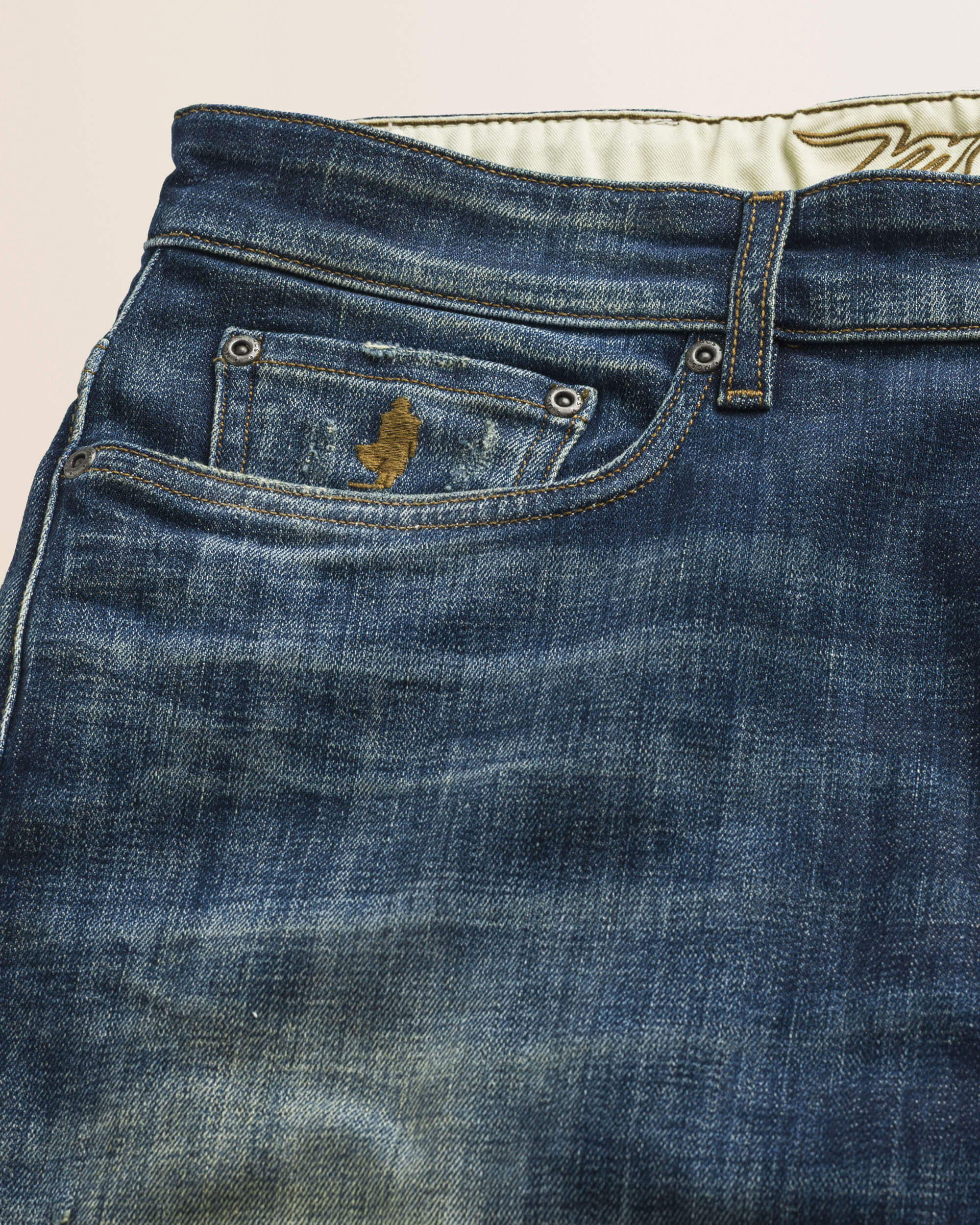Jeans 5 Tasche Medio-Scuro Fiammato Regular Fit dettaglio - Authentic Blue