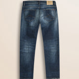 Jeans 5 Tasche Medio-Scuro Fiammato Regular Fit retro - Authentic Blue