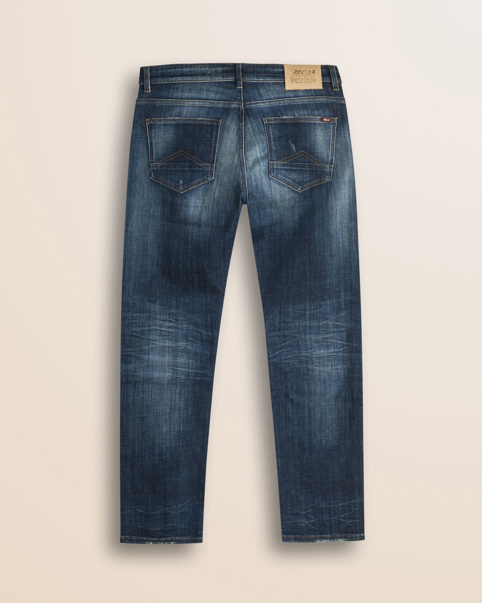 Jeans 5 Tasche Medio-Scuro Fiammato Regular Fit retro - Authentic Blue