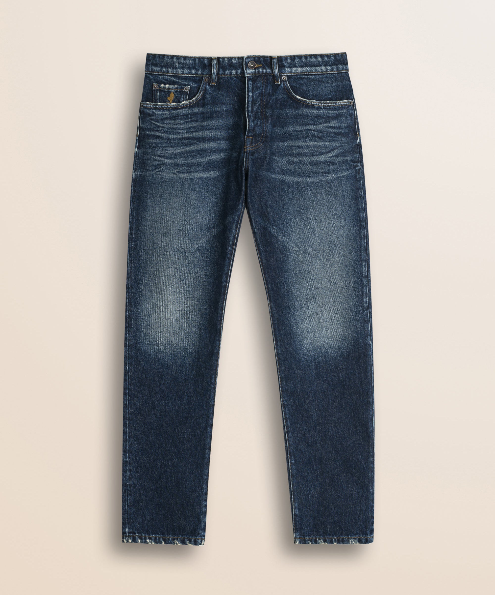 Jeans 5 Tasche Rigido con Rammendi Regular Fit fronte - Dark Blue