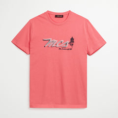 T-Shirt 100% Cotone con Stampa MCS sul Petto - Georgia Peach