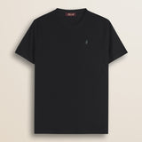 T-Shirt Girocollo in Jersey di Cotone fronte - Black