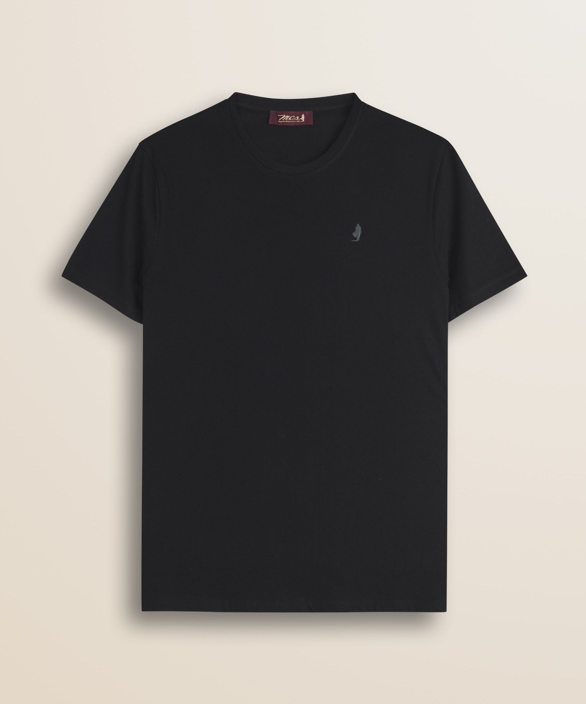 T-Shirt Girocollo in Jersey di Cotone fronte - Black
