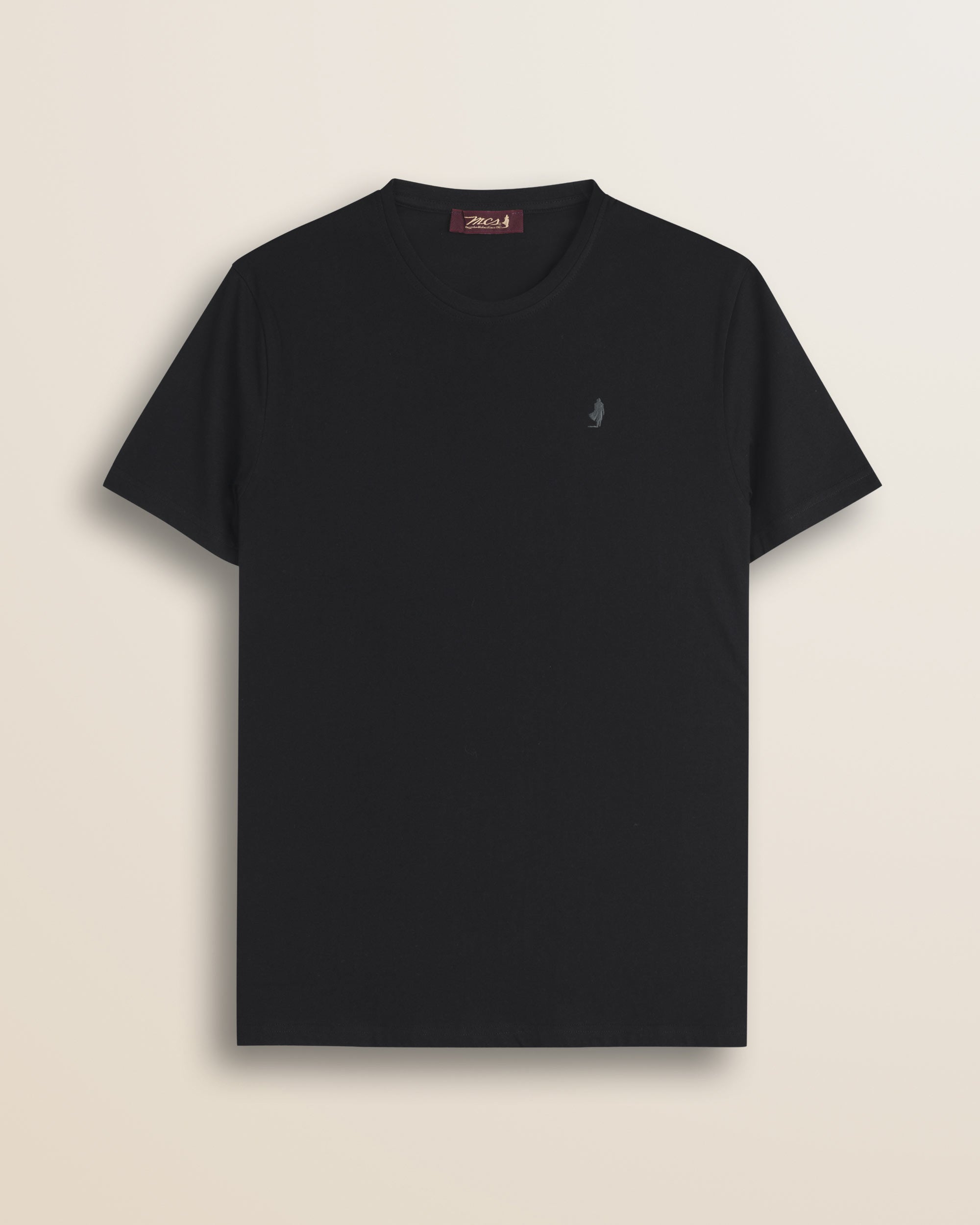T-Shirt Girocollo in Jersey di Cotone fronte - Black