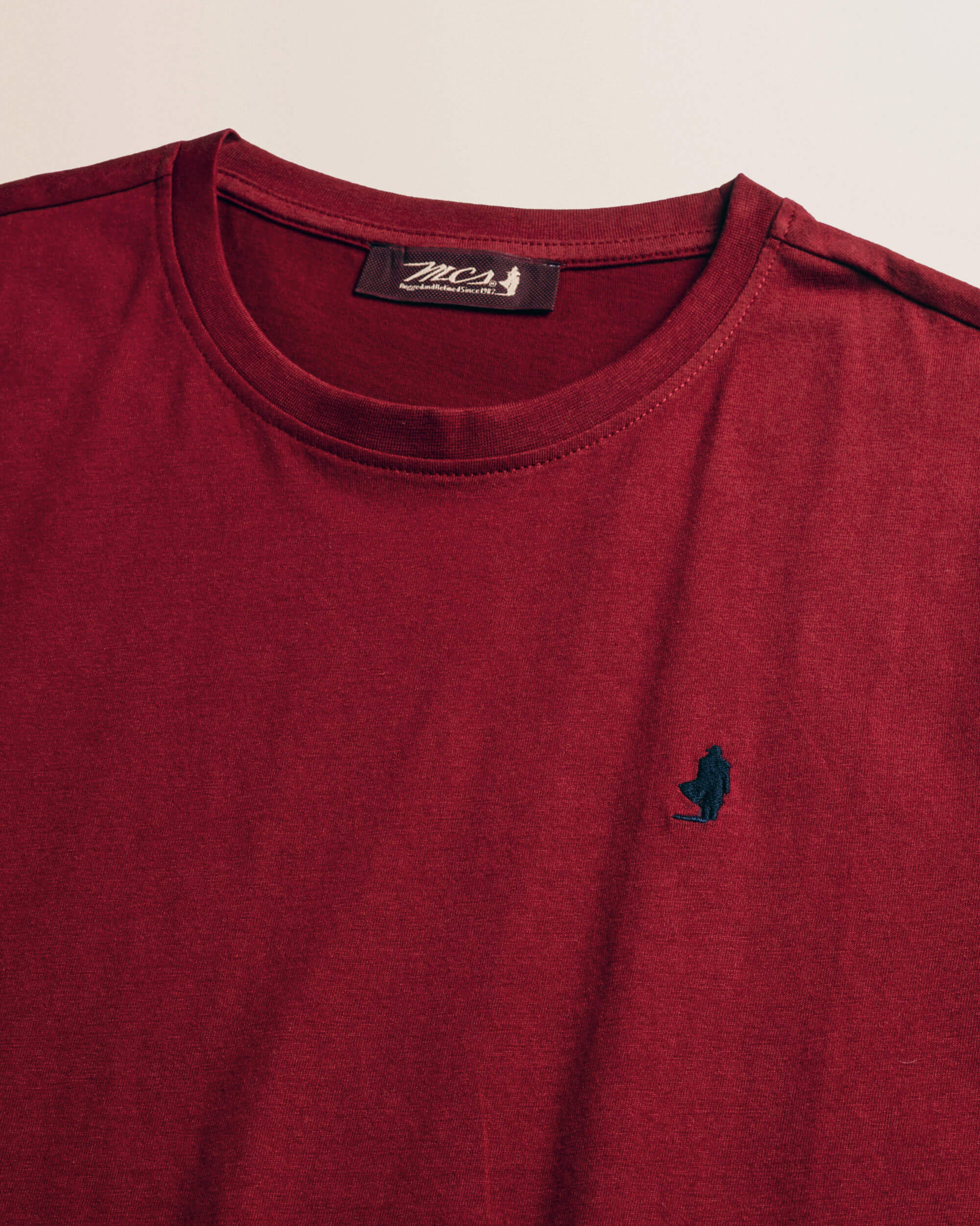 T-Shirt Girocollo in Jersey di Cotone dettaglio - Merlot