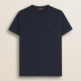 T-Shirt Girocollo in Jersey di Cotone fronte - Navy Blue